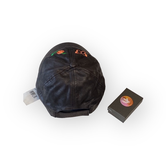 new August Hat ✿ Floral Embroidered Baseball Cap ✿ Shiny Coated Black ✿ - Picture 8 of 16